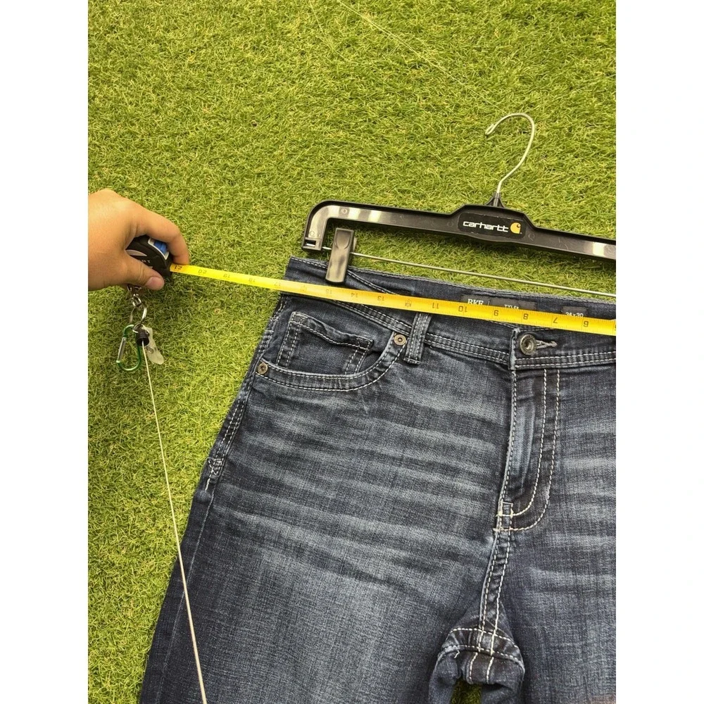 BKE Jeans Mens 34x30 Tyler Straight Dark Wash Buckle Stretch Denim Y2K Workwear